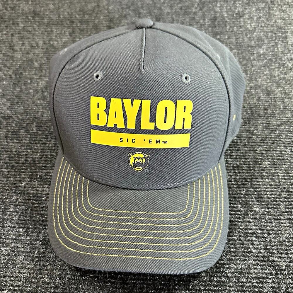 Nike Baylor Bears Hat Cap M/L Gray Yellow Dri Fit Rise Snapback On Field NWOT
